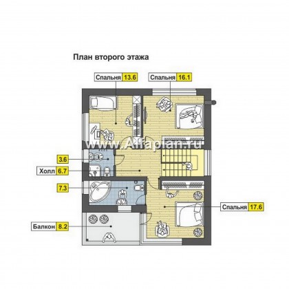 Проекты домов Альфаплан - Современный дом с односкатной кровлей - превью плана проекта №2