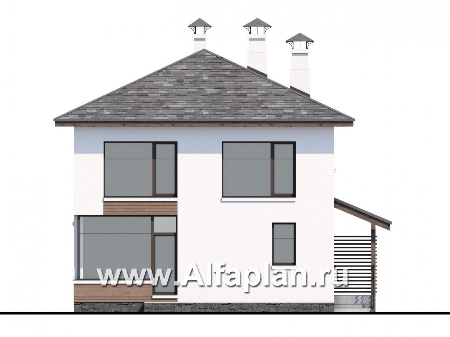 Проекты домов Альфаплан - «Эволюция» - удобный современный коттедж - изображение фасада №4