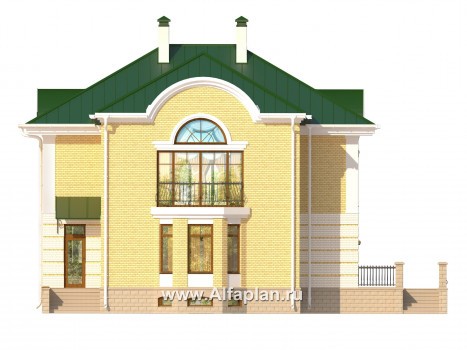 Проекты домов Альфаплан - Респектабельный коттедж с бассейном и террасой - превью фасада №4