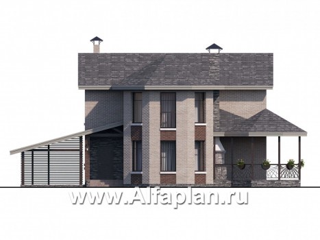 Проекты домов Альфаплан - Двухэтажный дом с эркером - превью фасада №1