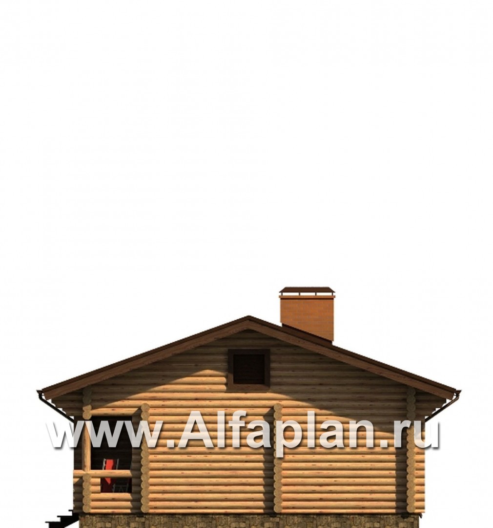 Проекты домов Альфаплан - Одноэтажный бревенчатый дом для отдыха - изображение фасада №2