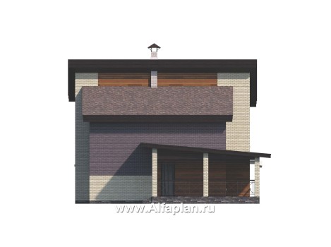 Проекты домов Альфаплан - «Стимул» - проект стильного двухэтажного дома с гаражом-навесом - превью фасада №3