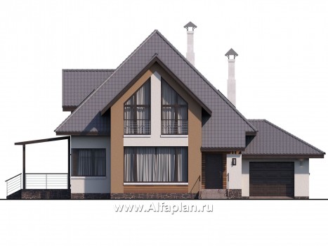 Проекты домов Альфаплан - «Гемма»  - современный мансардный дом - превью фасада №1