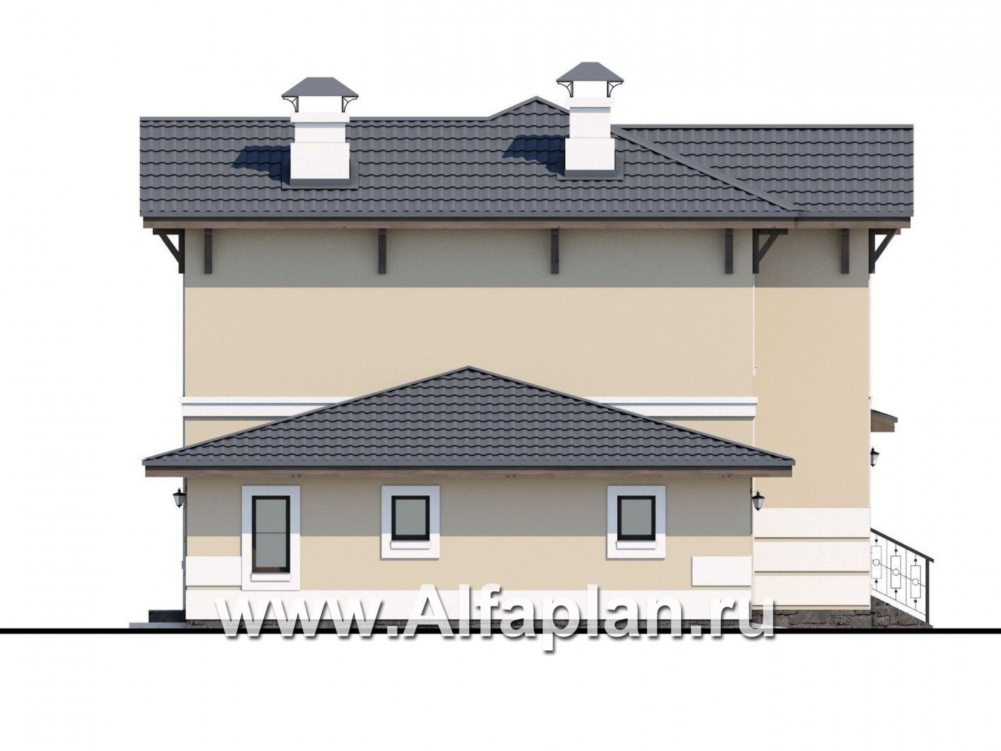 Проекты домов Альфаплан - «Невский стиль» - удобный и красивый двухэтажный дом с гаражом - изображение фасада №3