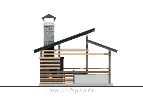 Проекты домов Альфаплан - Летняя кухня, современная элегантная беседка - превью фасада №3