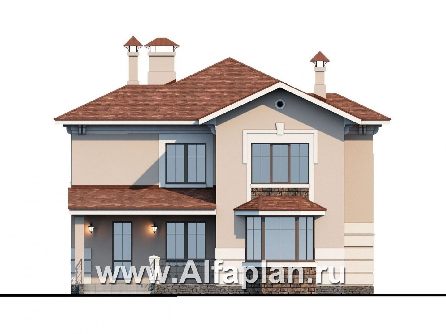Проекты домов Альфаплан - «Белоостров»-  коттедж с удобной планировкой - изображение фасада №4