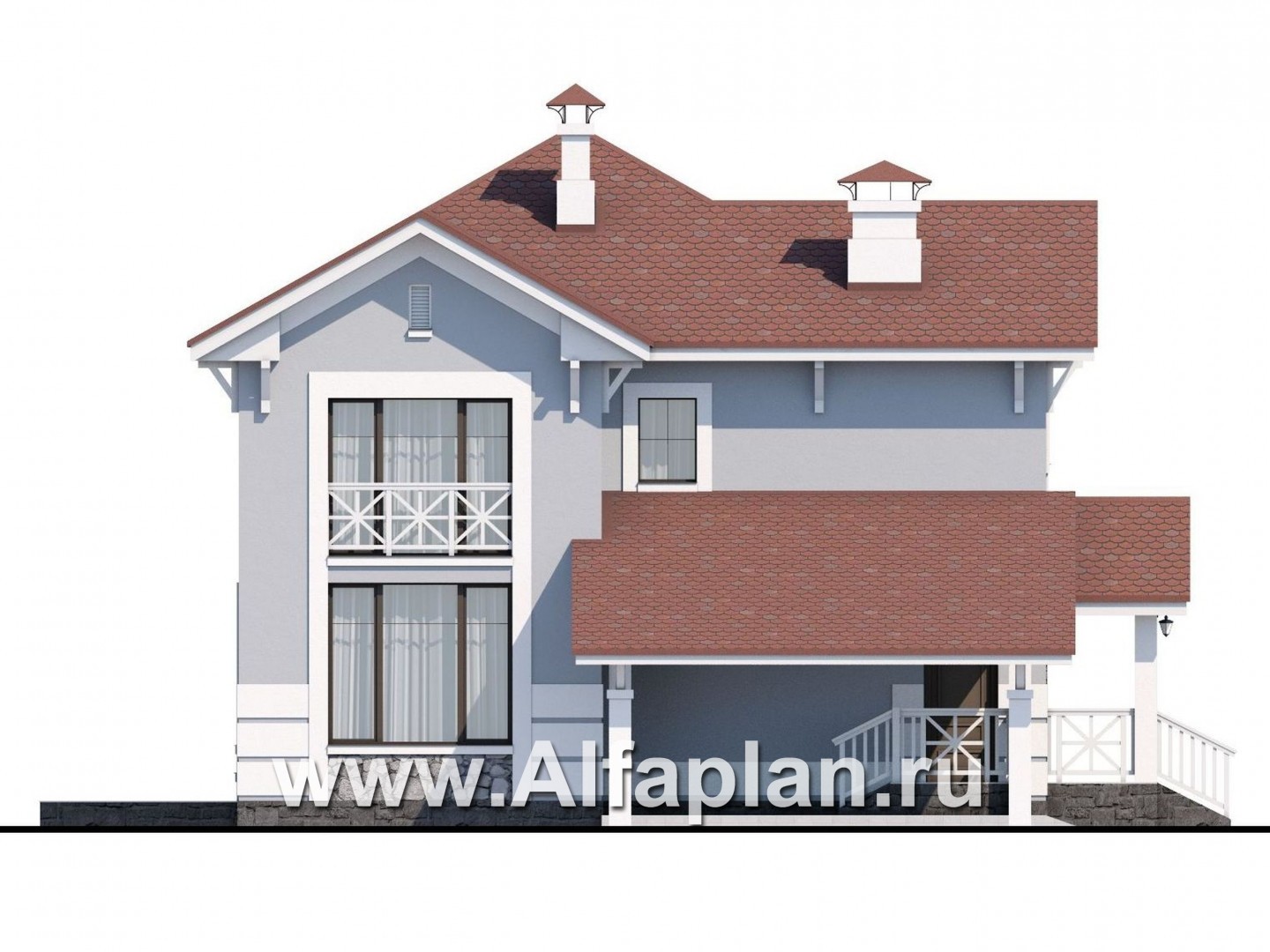 Проекты домов Альфаплан - «Линия жизни» - удобный дом для небольшой семьи - изображение фасада №3