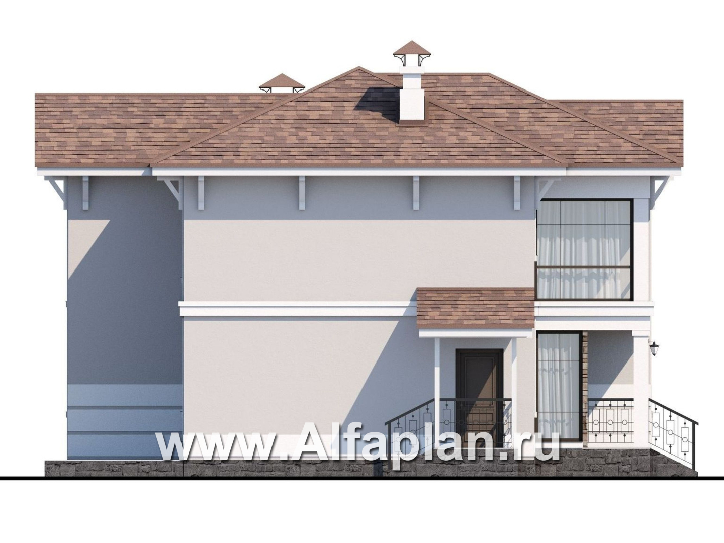 Проекты домов Альфаплан - «Княжна Мери» - удобный дом с вариантами планировки - изображение фасада №3