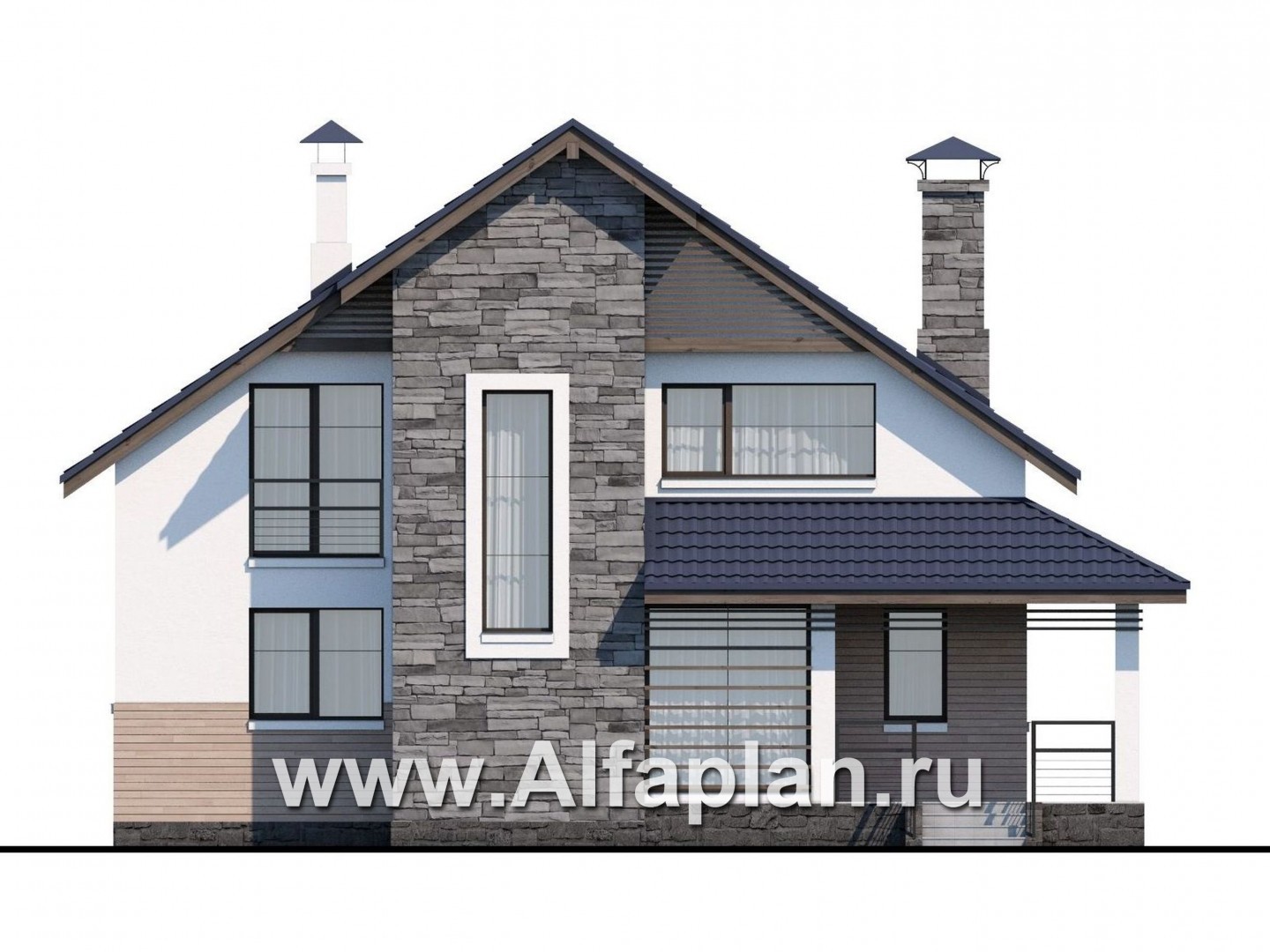 Проекты домов Альфаплан - «Территория комфорта» - Современный дом - шале - изображение фасада №1
