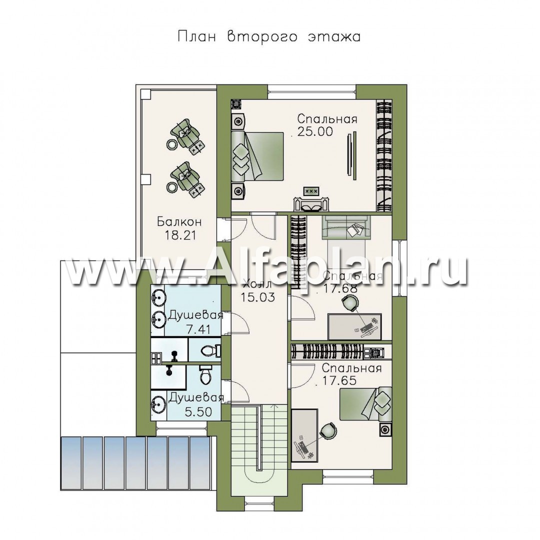Проекты домов Альфаплан - «Флагман» - комфортабельный коттедж с бассейном и зоной spa - изображение плана проекта №2