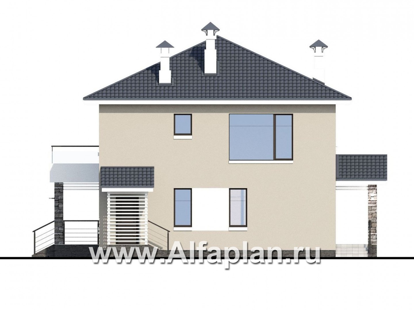 Проекты домов Альфаплан - «Belissimo» - современный двухэтажный дом с удобной верандой - изображение фасада №4