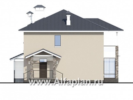 Проекты домов Альфаплан - «Belissimo» - современный двухэтажный дом с удобной верандой - превью фасада №3