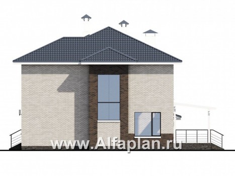 Проекты домов Альфаплан - «Вязьма» - удобный коттедж с двусветной гостиной и гаражом - превью фасада №2