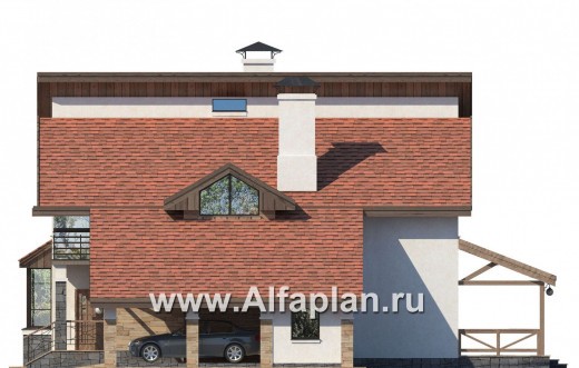 Проекты домов Альфаплан - «Футура» - коттедж для современной семьи с двумя детьми - превью фасада №2