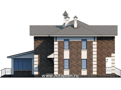 Проекты домов Альфаплан - «Вернисаж»- проект элегантного коттеджа с просторной верандой - превью фасада №3