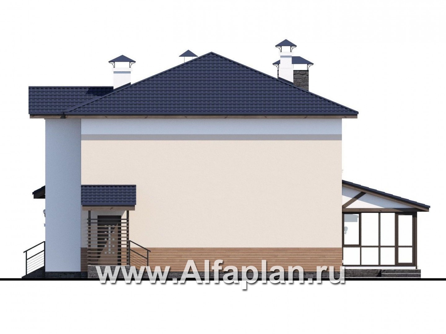 Проекты домов Альфаплан - «Преимущество» - современный  удобный дом с гаражом - изображение фасада №2