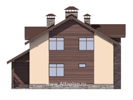 Проекты домов Альфаплан - Мансардный дом с барбекю на террасе - превью фасада №3