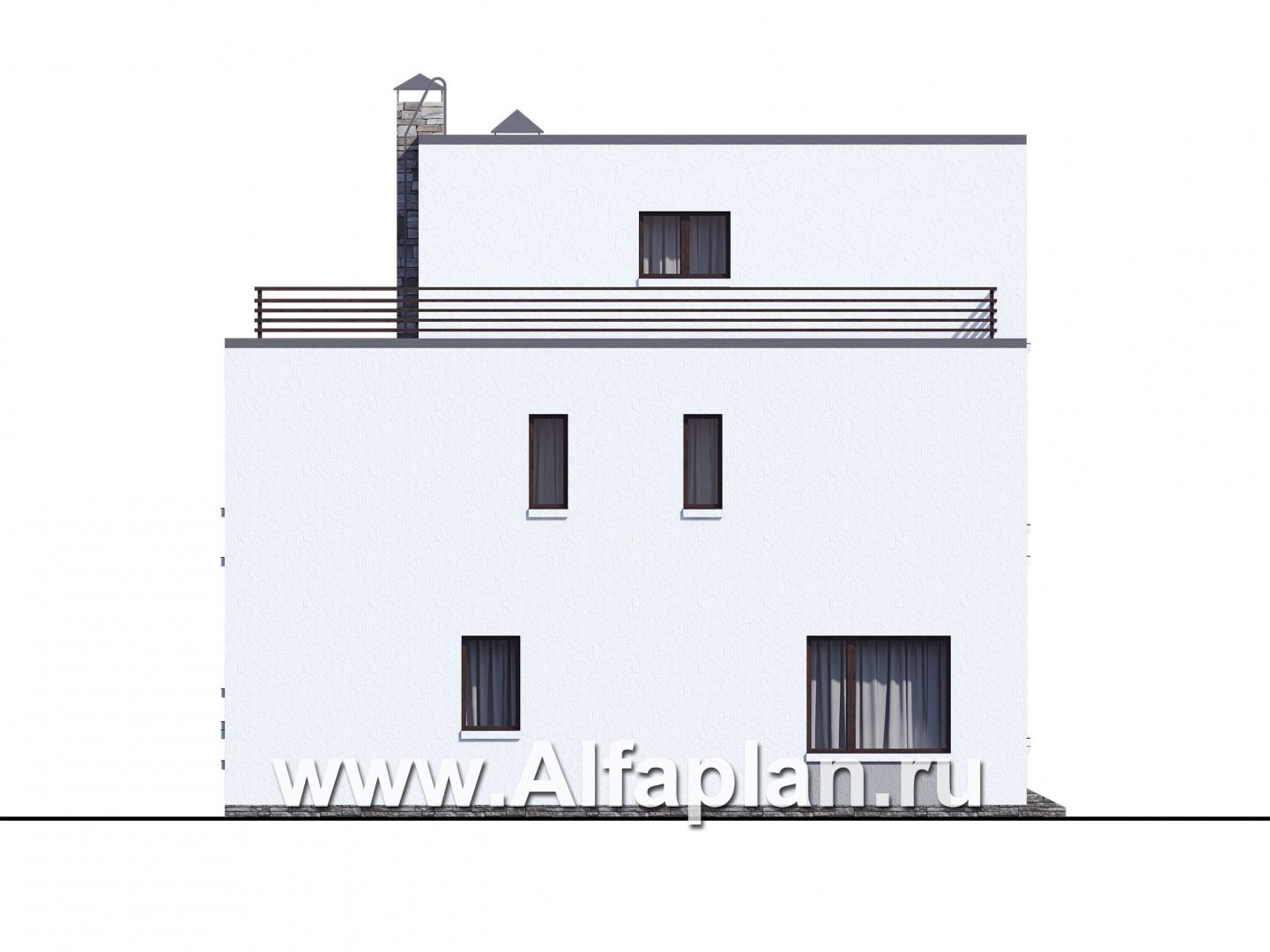 Проекты домов Альфаплан - «Гоген» - коттедж (дуплекс) с эксплуатируемой кровлей - изображение фасада №3