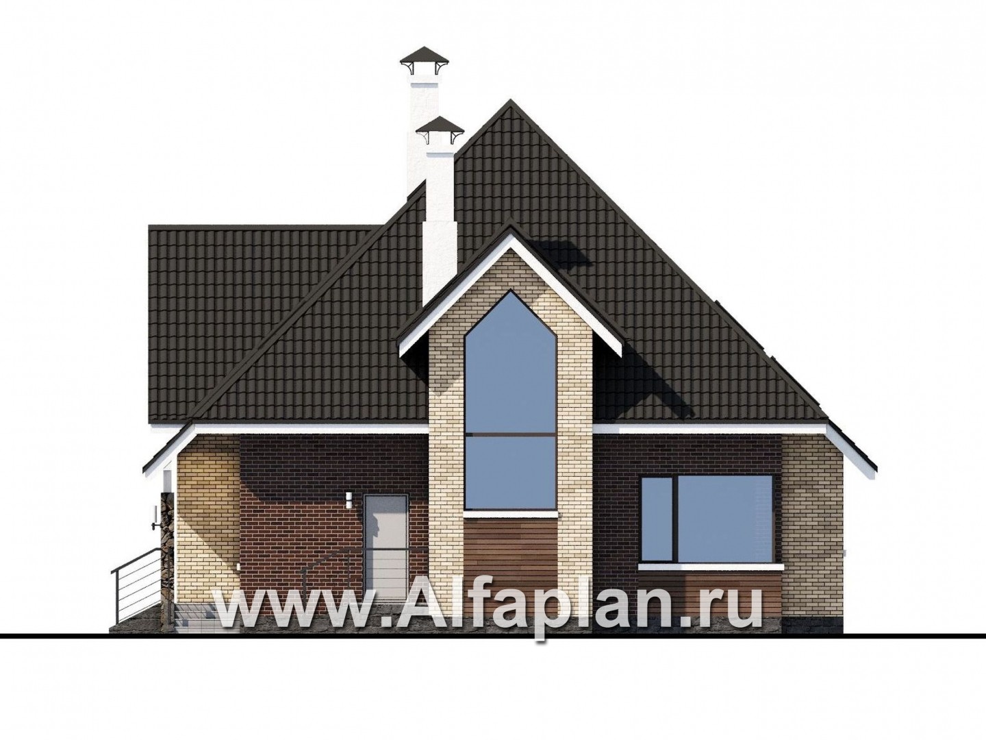 Проекты домов Альфаплан - «Персей» - современный мансардный дом - изображение фасада №2