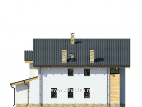 Проекты домов Альфаплан - Современный коттедж с односкатной кровлей - превью фасада №4