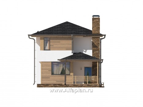 Проекты домов Альфаплан - Современный компактный двухэтажный дом - превью фасада №3