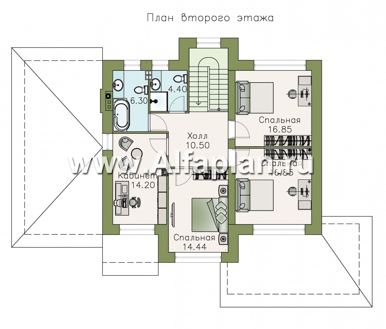 Проекты домов Альфаплан - «Светлая полоса» - современный двухэтажный коттедж с гаражом и верандой - изображение плана проекта №2