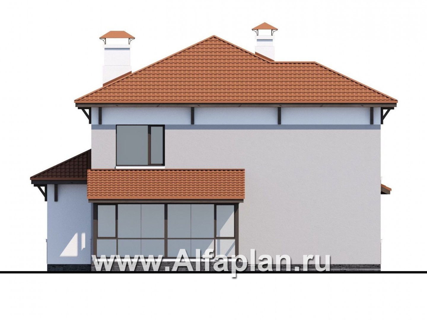 Проекты домов Альфаплан - «Эликсир» - современный коттедж с удобным входом и светлой прихожей - изображение фасада №4