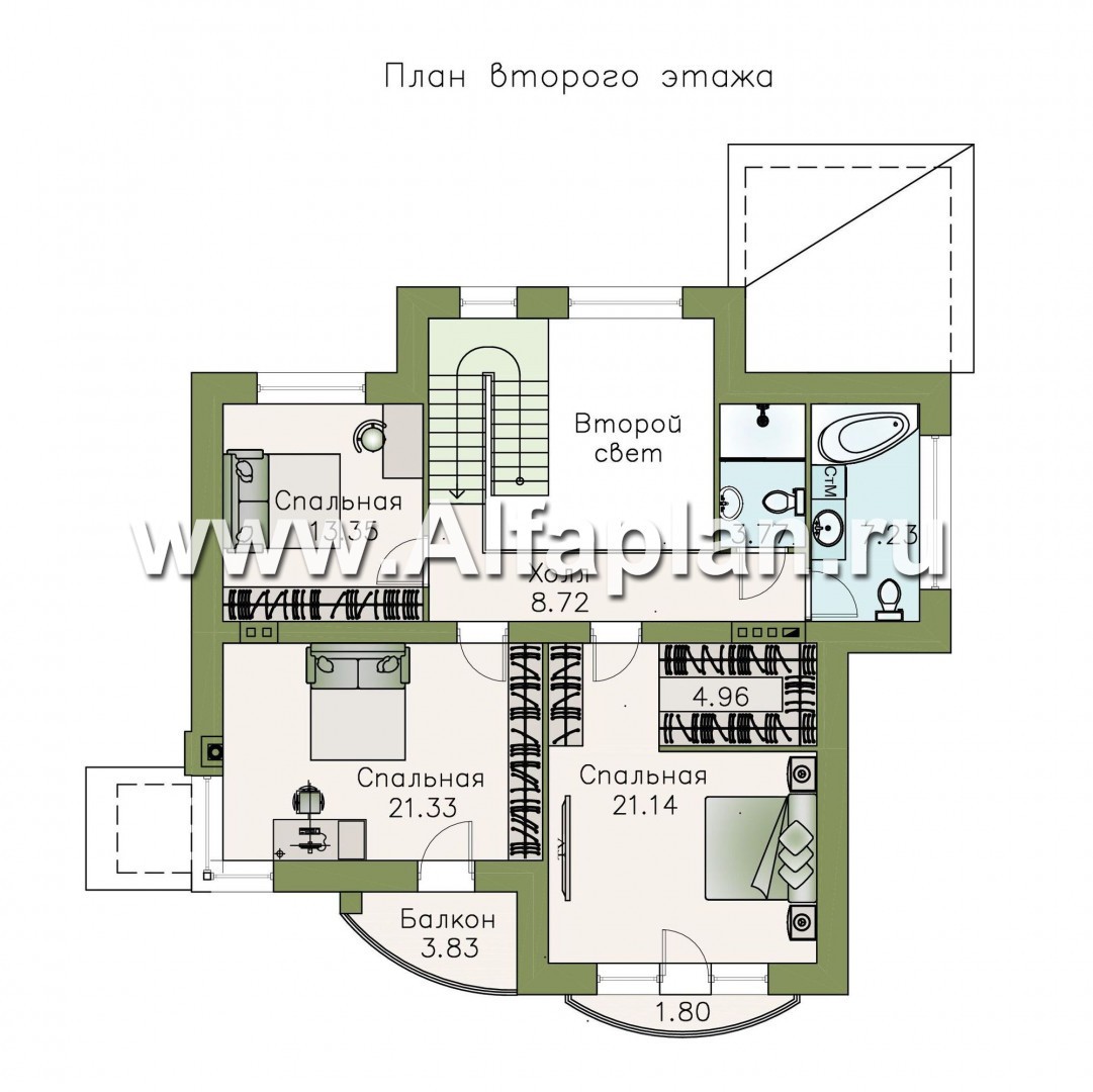 Проекты домов Альфаплан - «Гедонист»-  комфортный коттедж с эффектным остеклением - изображение плана проекта №2