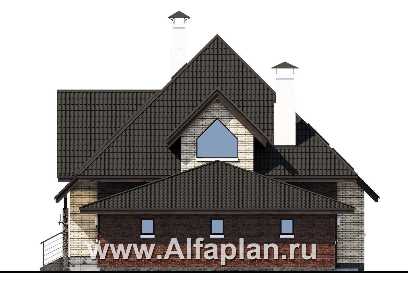 Проекты домов Альфаплан - «Персей» - современный мансардный дом - изображение фасада №2