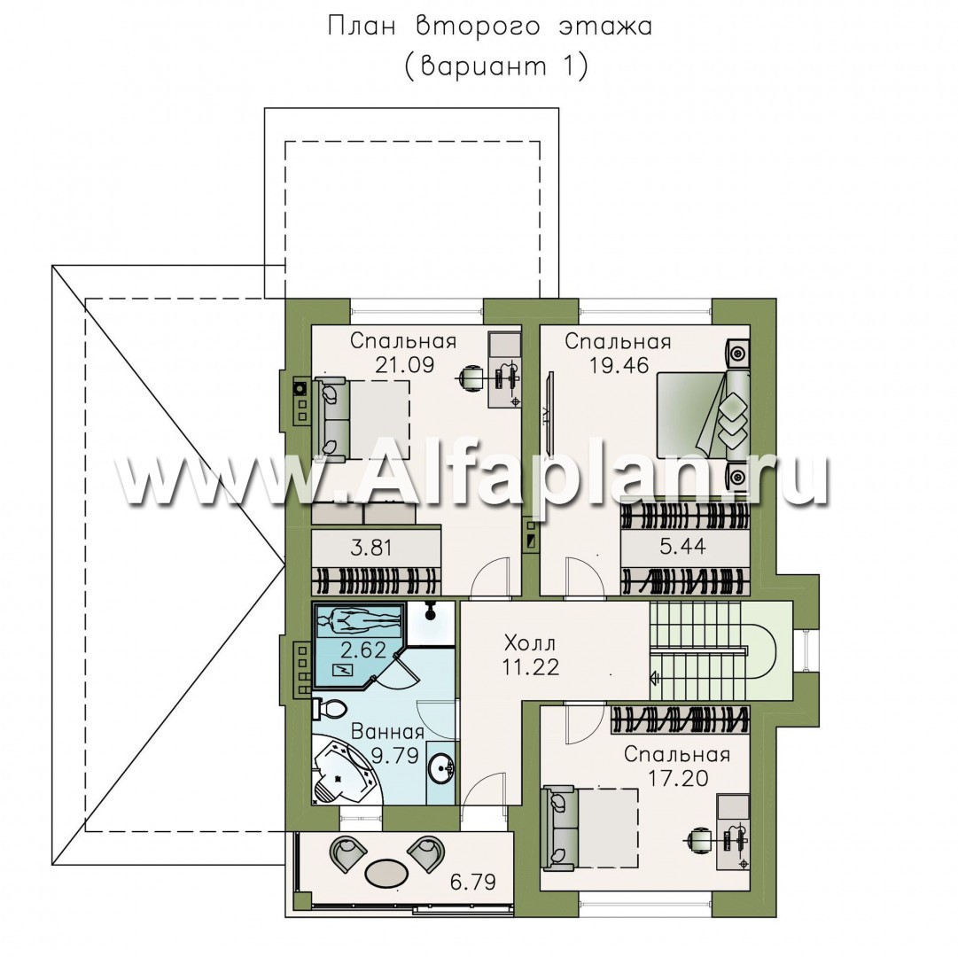 Проекты домов Альфаплан - «Выбор» - проект современного загородного дома с гаражом - изображение плана проекта №2