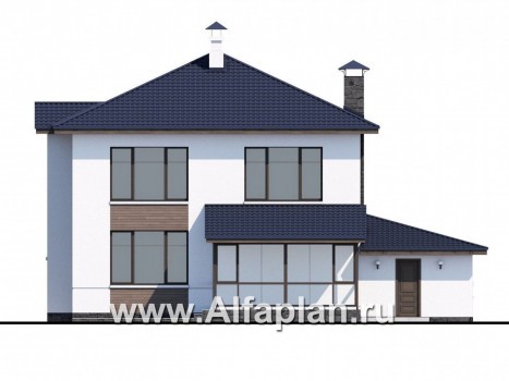 Проекты домов Альфаплан - «Выбор» - проект современного загородного дома с гаражом - превью фасада №4
