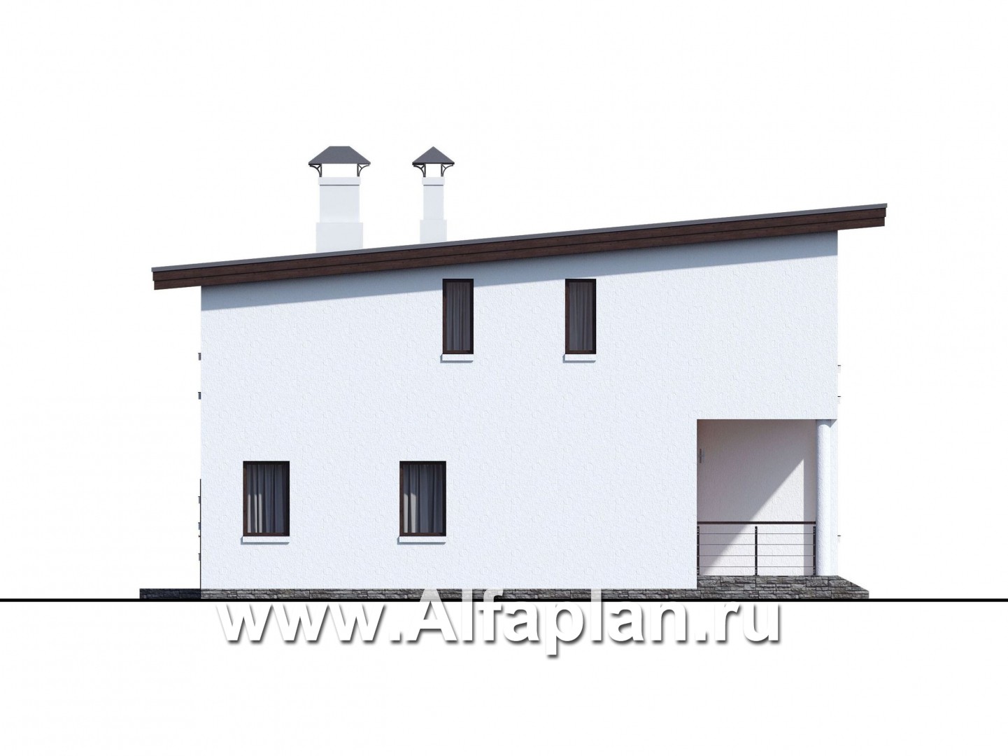 Проекты домов Альфаплан - «Сезанн» - современный стильный коттедж с односкатной кровлей - изображение фасада №3