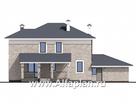 Проекты домов Альфаплан - «Топаз» - проект дома с открытой планировкой и гаражом - превью фасада №4
