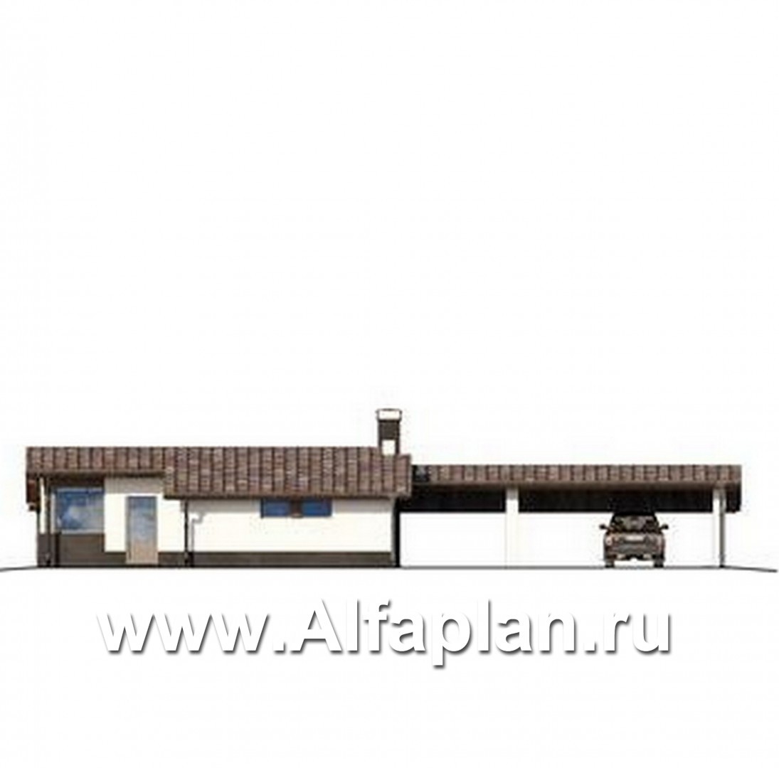 Проекты домов Альфаплан - Хоз. блок с гаражом и навесом на 2 машины - изображение фасада №1