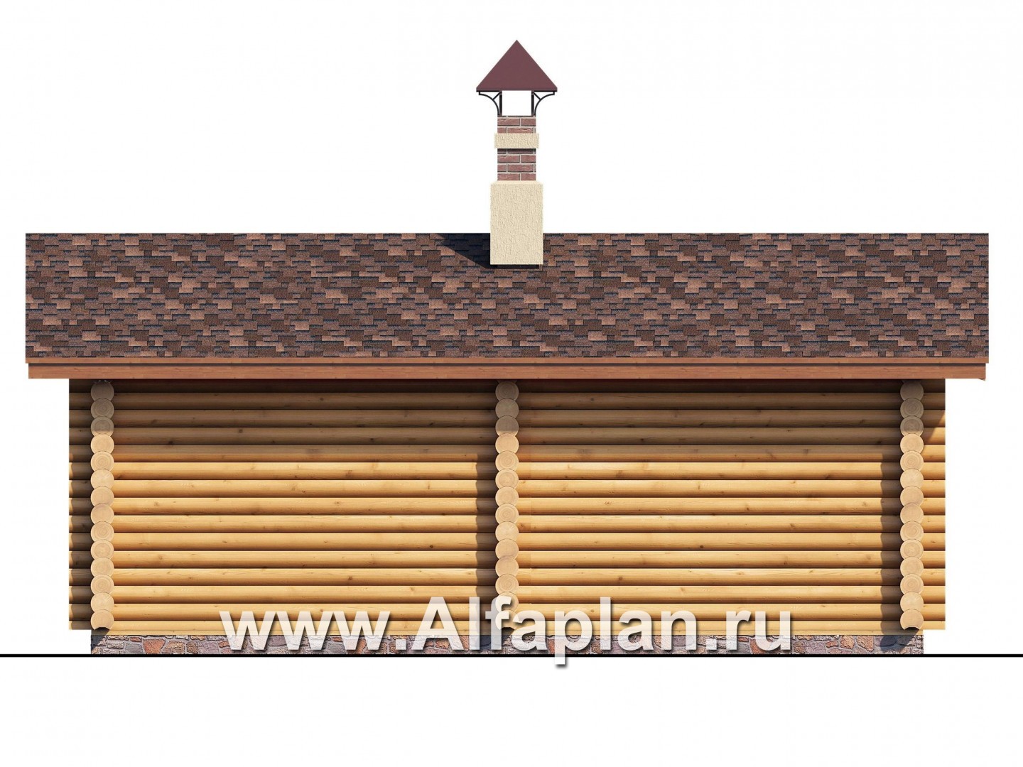 Проекты домов Альфаплан - Баня из бревен с большой крытой верандой - изображение фасада №4