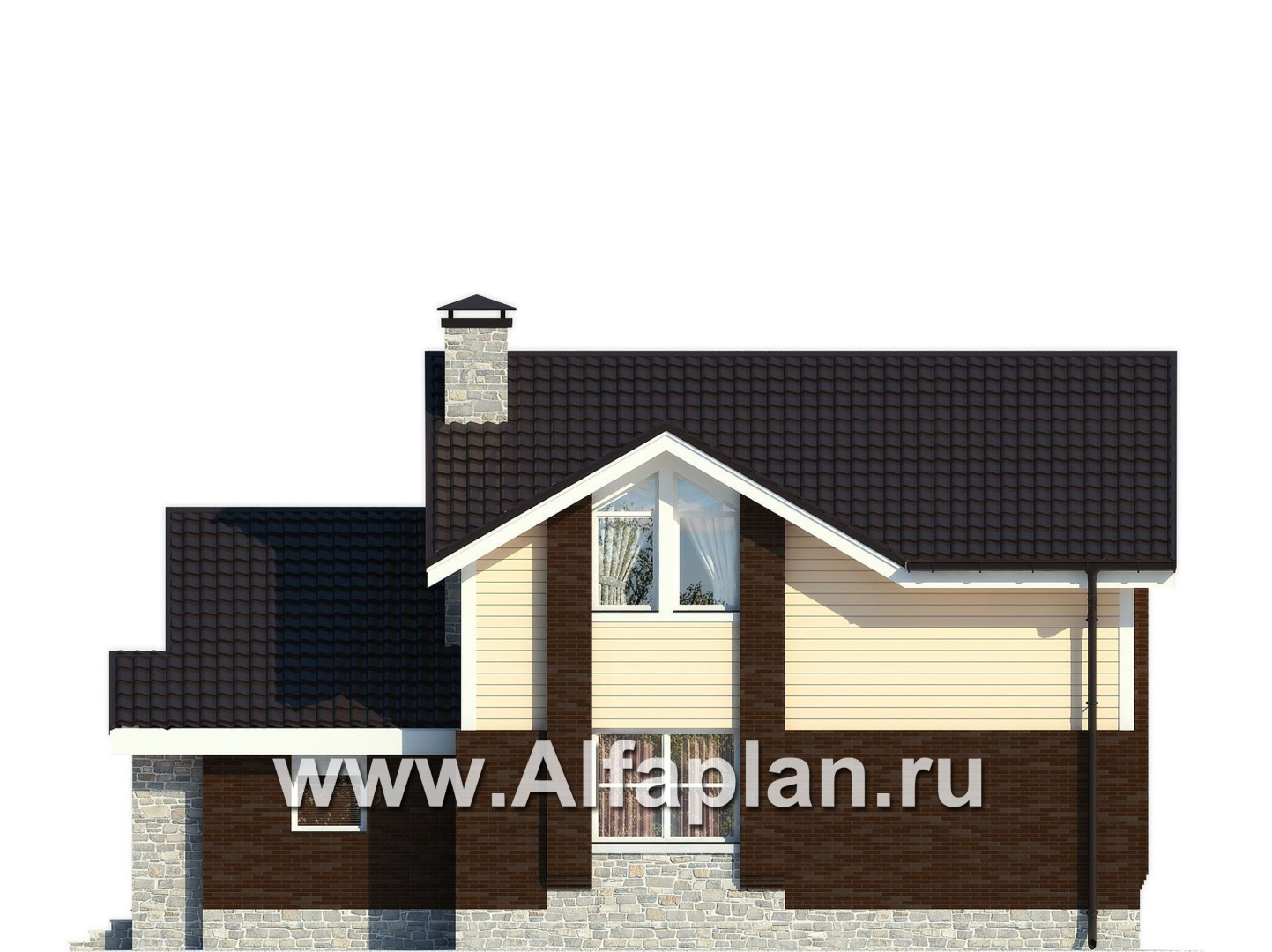 Проекты домов Альфаплан - Небольшой мансардный дом с гаражом - изображение фасада №2
