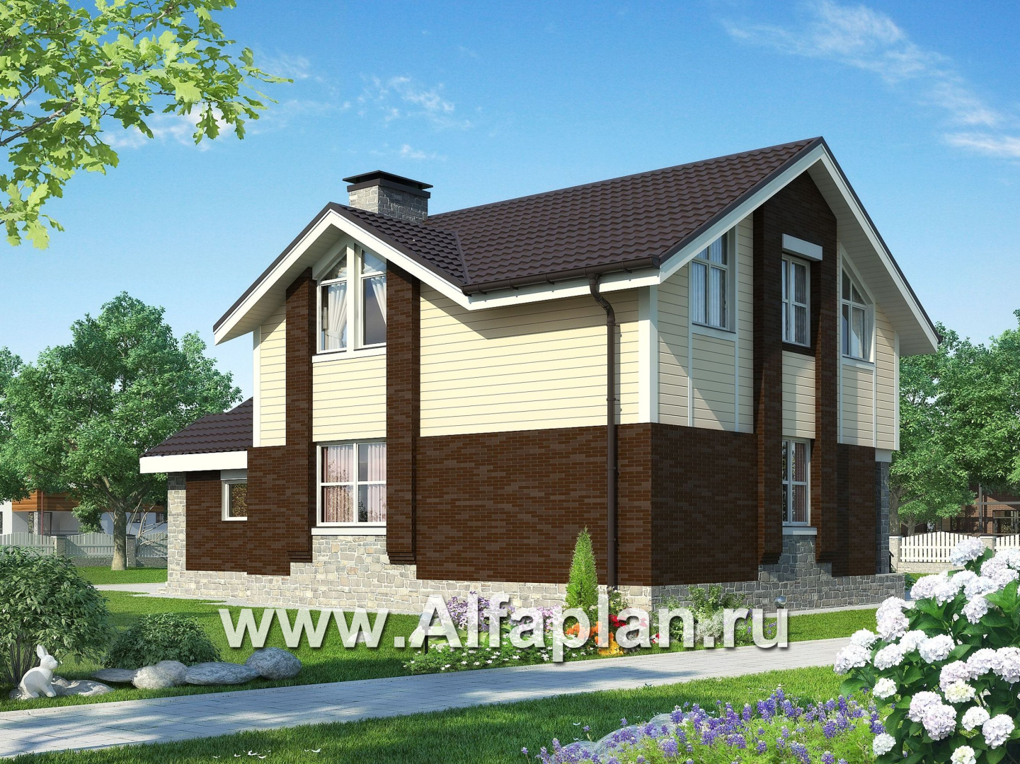 Проекты домов Альфаплан - Небольшой мансардный дом с гаражом - дополнительное изображение №1