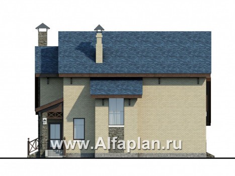 Проекты домов Альфаплан - «Простор» - компактный кирпичный дом с просторной гостиной - превью фасада №2