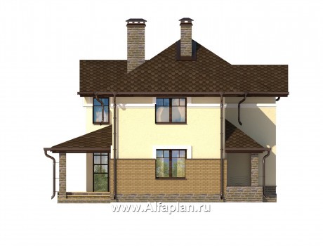 Проекты домов Альфаплан - Классический двухэтажный коттедж - превью фасада №3