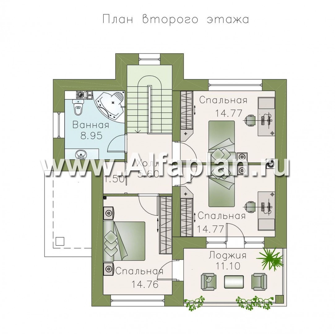 Проекты домов Альфаплан - «Знаменка» - удобный и компактный коттедж в современном стиле - изображение плана проекта №2