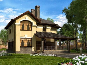 Проекты домов Альфаплан - Компактный двухэтажный дом c с большой террасой - превью основного изображения