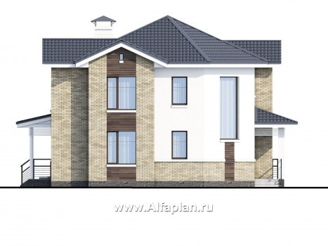 Проекты домов Альфаплан - NotaBene - компактный проект с оригинальным планом - превью фасада №3