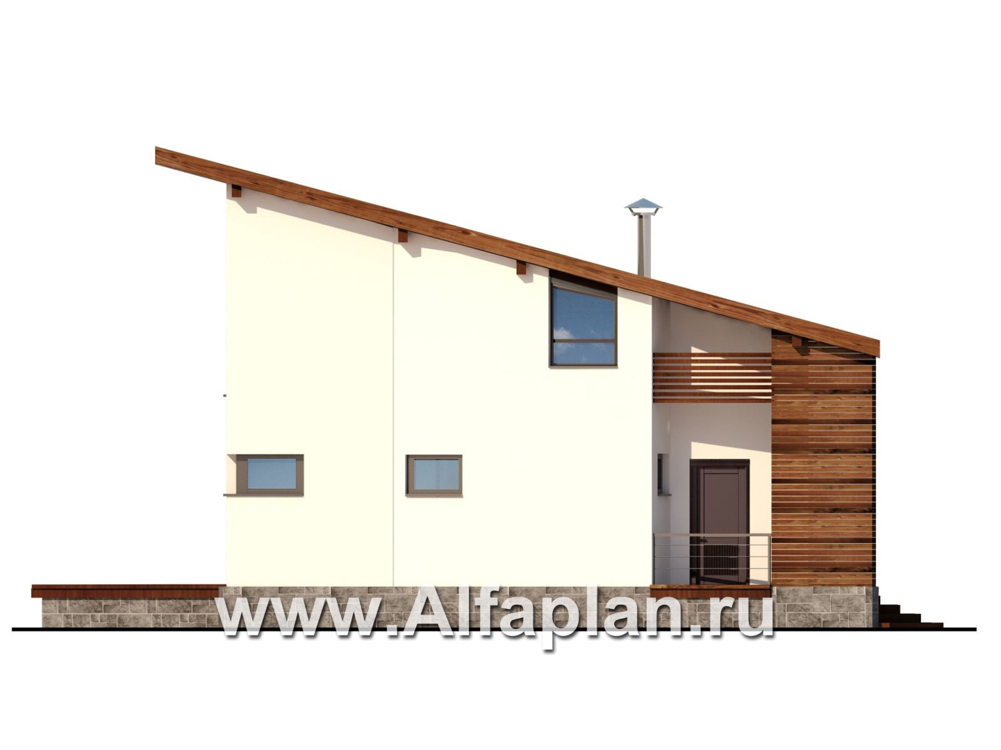 Проекты домов Альфаплан - Коттедж с экстравагантным планом - изображение фасада №3