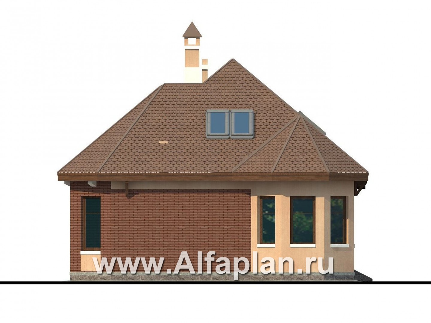 Проекты домов Альфаплан - «Душечка» - удобный дом для жизни и отдыха - изображение фасада №2