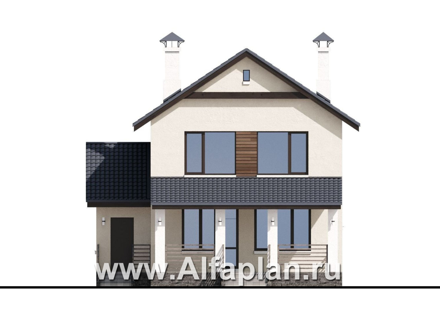 Проекты домов Альфаплан - «Весна» - проект экономичного и удобного дом - изображение фасада №4
