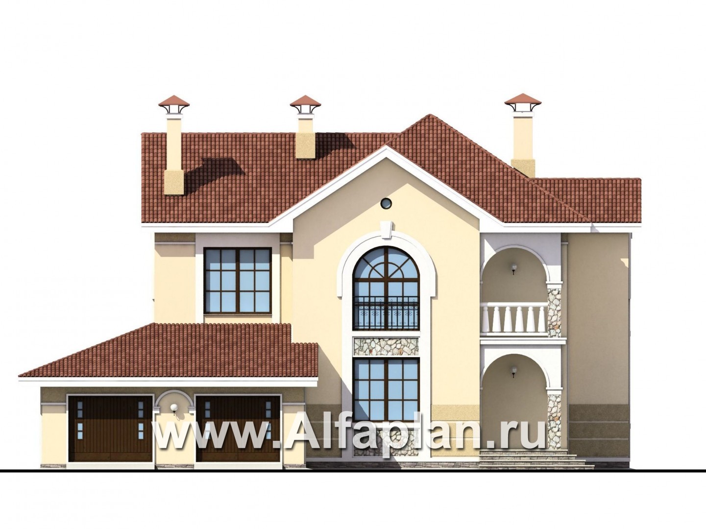 Проекты домов Альфаплан - «Строганов» - респектабельный коттедж с классической архитектурой - изображение фасада №1