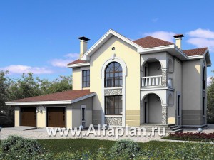 Проекты домов Альфаплан - «Строганов» - респектабельный коттедж с классической архитектурой - превью основного изображения