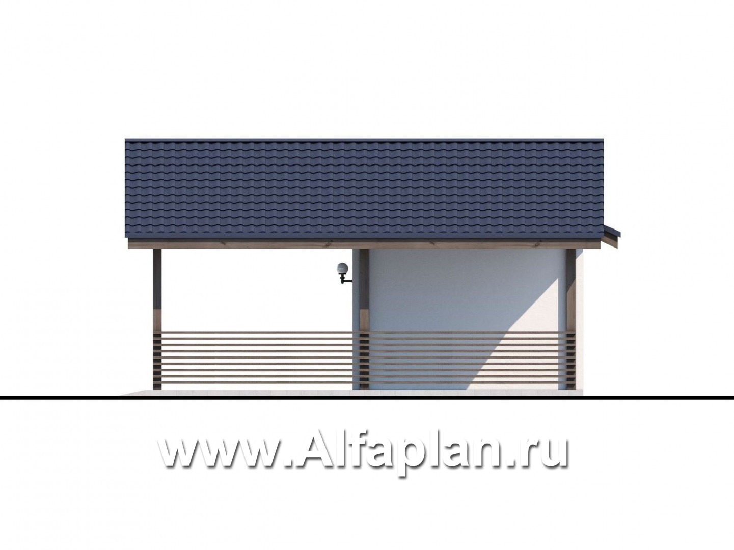 Проекты домов Альфаплан - Навес-стоянка для машин с небольшой кладовой - изображение фасада №2