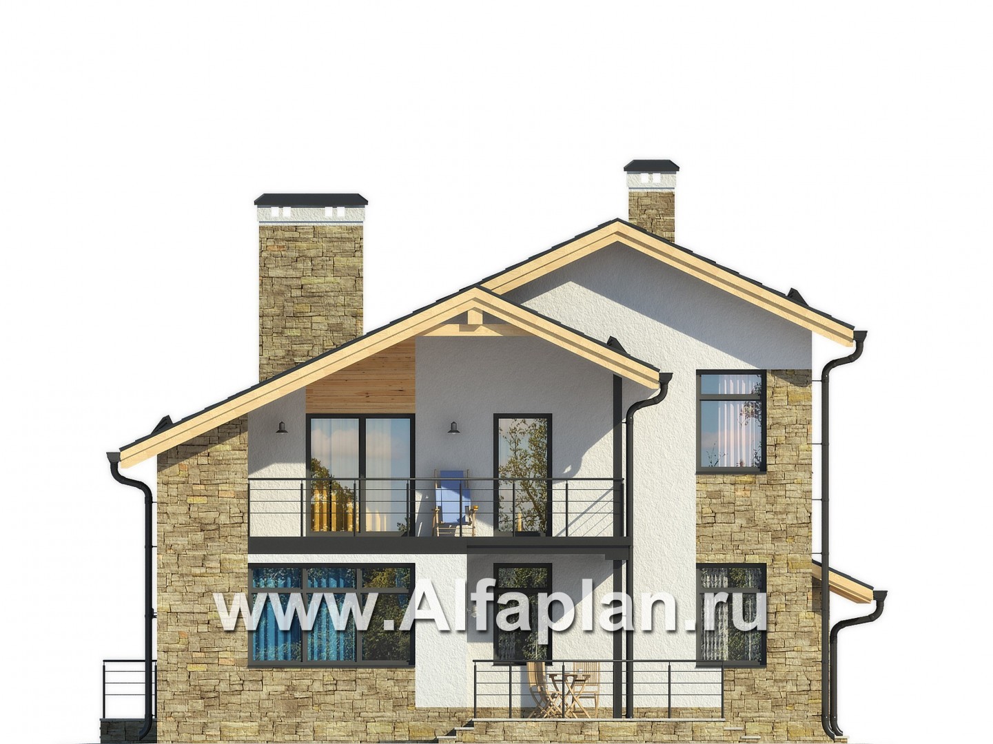 Проекты домов Альфаплан - Современный и рациональный двуxэтажный коттедж - изображение фасада №3