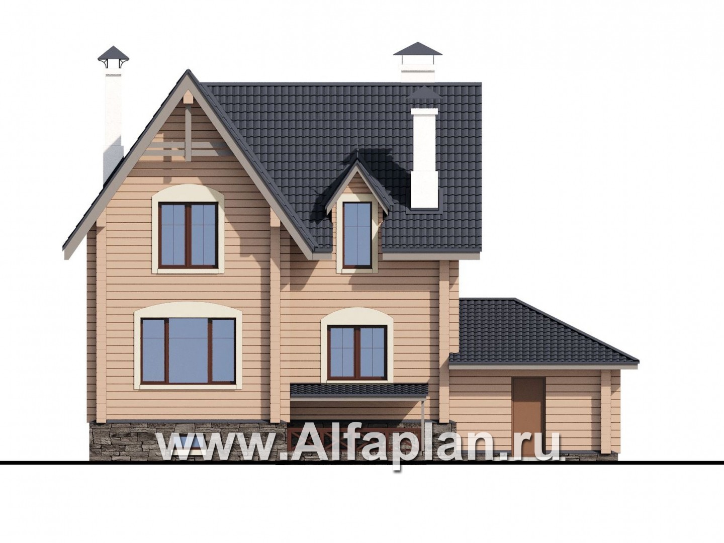 Проекты домов Альфаплан - «АльфаВУД» - деревяный дом из клееного бруса - изображение фасада №4